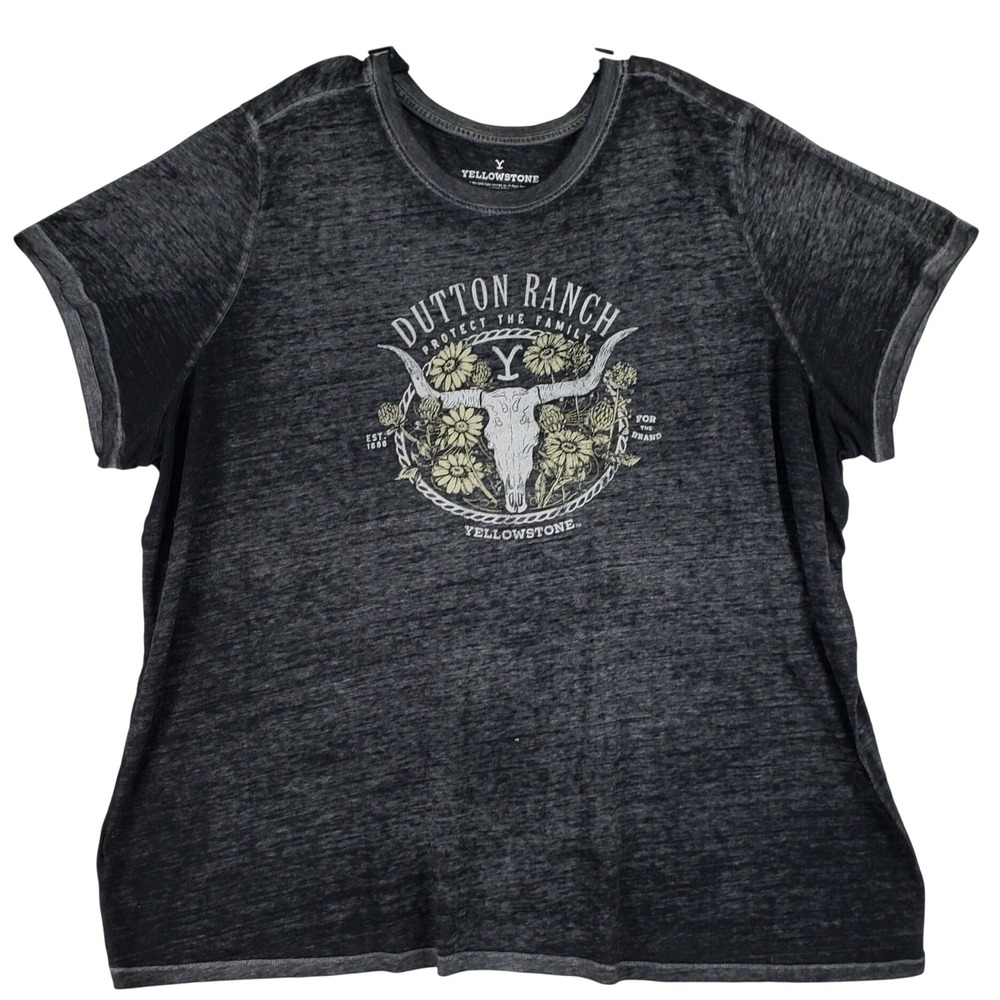Yellowstone Dutton Ranch T-Shirt Womens 26/28 Gray Western Cowgirl Graphic
